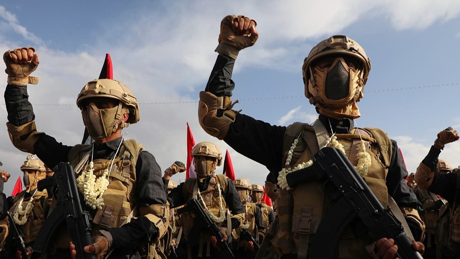 FILE: Houthi fighters take part in a weekly anti-Israel rally in Sanaa, Yemen, Friday, Aug. 29, 2025