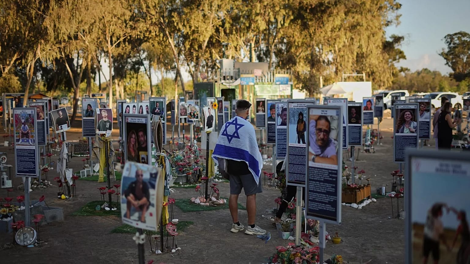 People visit the site of the Nova music festival as Israel marks the second year anniversary of the Hamas attack, 7 October, 2025