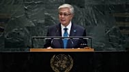 Preside of Kazakhstan, Kassym-Jomart Tokayev, addresses the 80th session of the United Nations General Assembly. New York. 23 Sept. 2025.