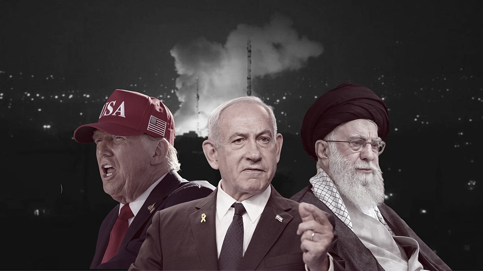 علی خامنه‌ای، بنیامین نتانیاهو و دونالد ترامپ