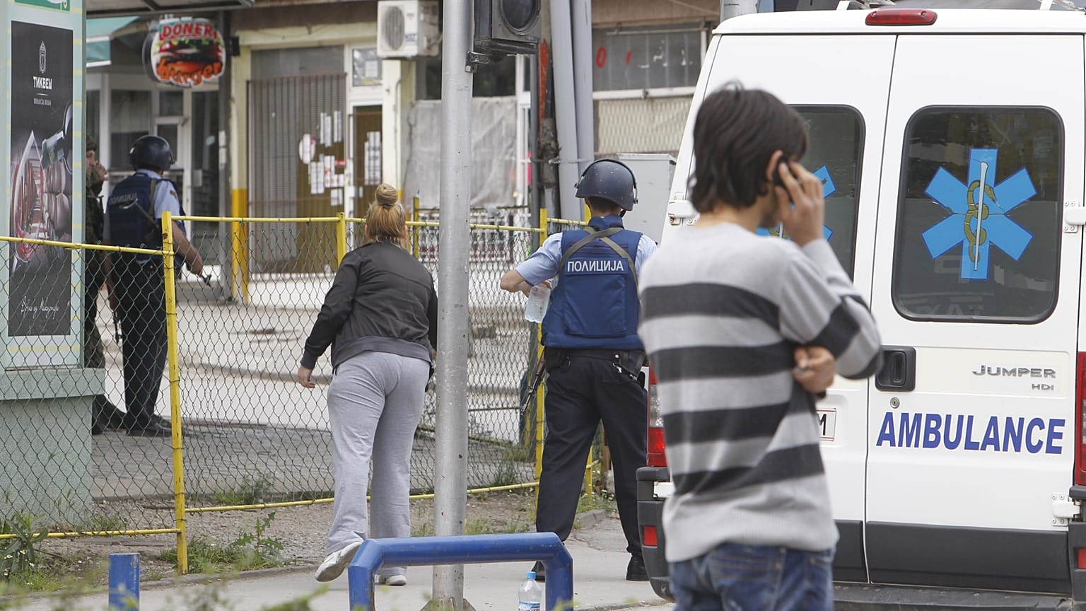 Escenario de un tiroteo anterior en Kumanovo, Macedonia del Norte.