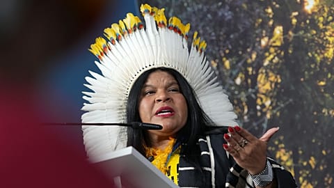 Sonia Guajajara, Brazilian Minister for Indigenous Peoples, during the last COP held in Baku, Azerbaijan
