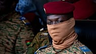 FILE: Burkina Faso junta leader Ibrahim Traore participates in a ceremony in Ouagadougou, Oct. 15, 2022.