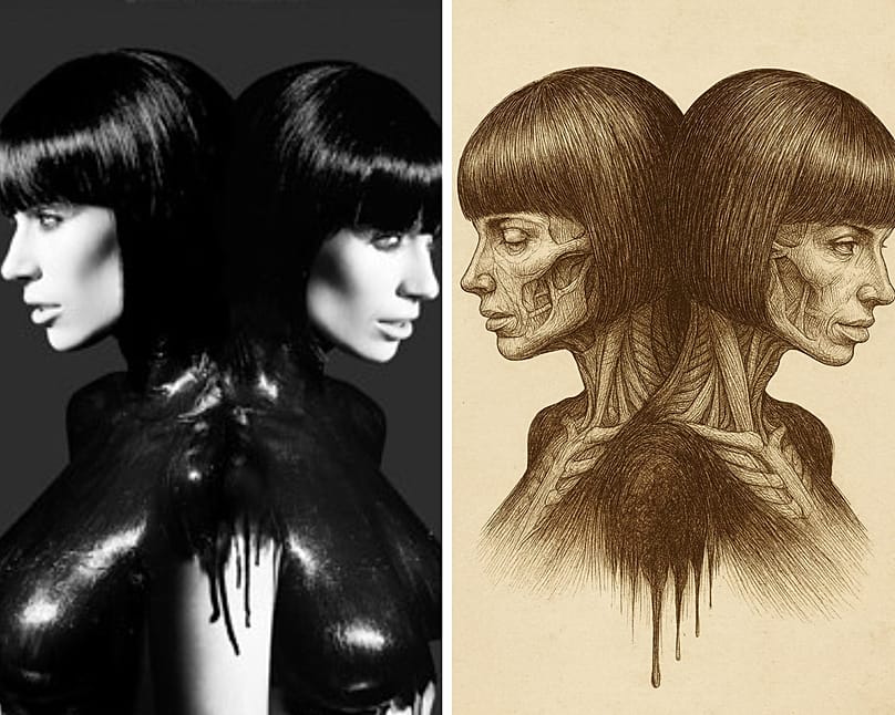 Two Faced Tuuli: before and after AI generated transformation