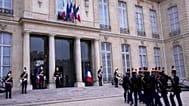 Republican Guards prepare for welcoming at the presidential Élysée Palace, Wednesday 8 October 2025 in Paris.