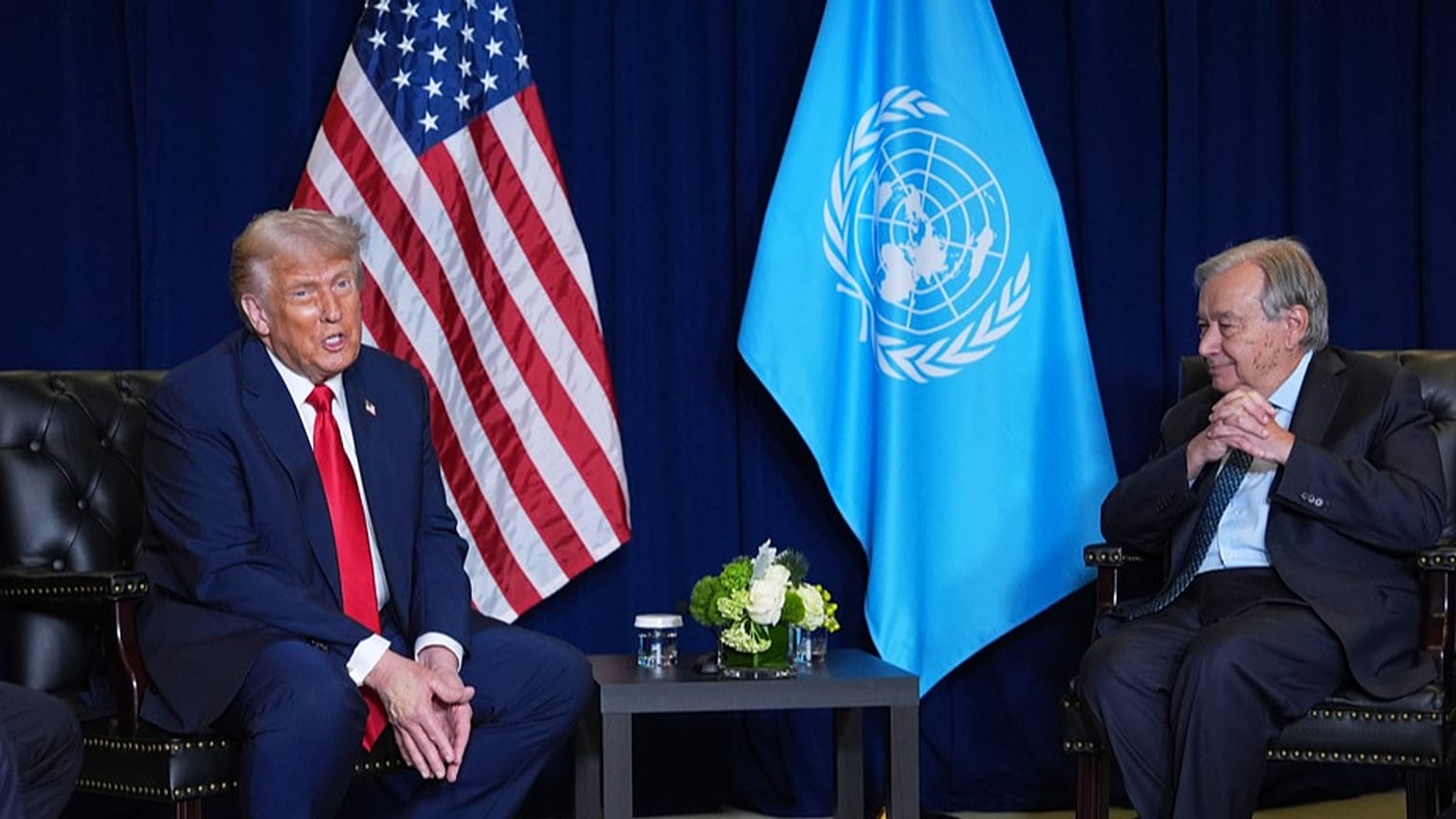 US President Donald Trump meets with United Nations Secretary-General António Guterres during the United Nations General Assembly, Tuesday, Sept. 23, 2025, in New York