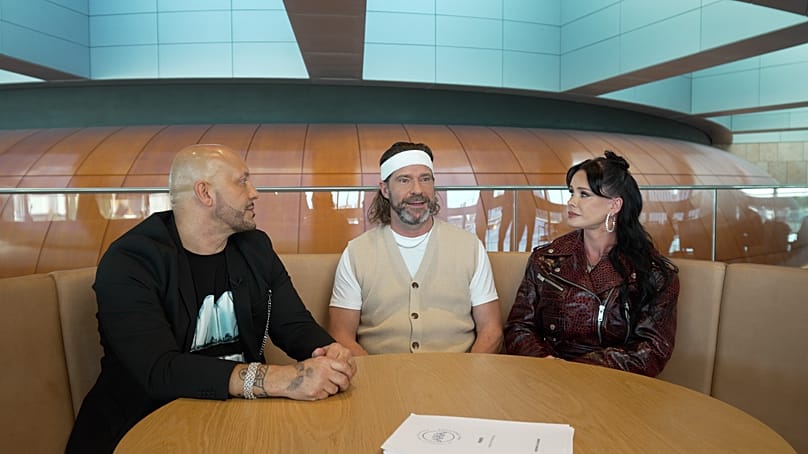 Rolling back the years: Aqua's René Dif, Søren Rasted and Lene Nystrom