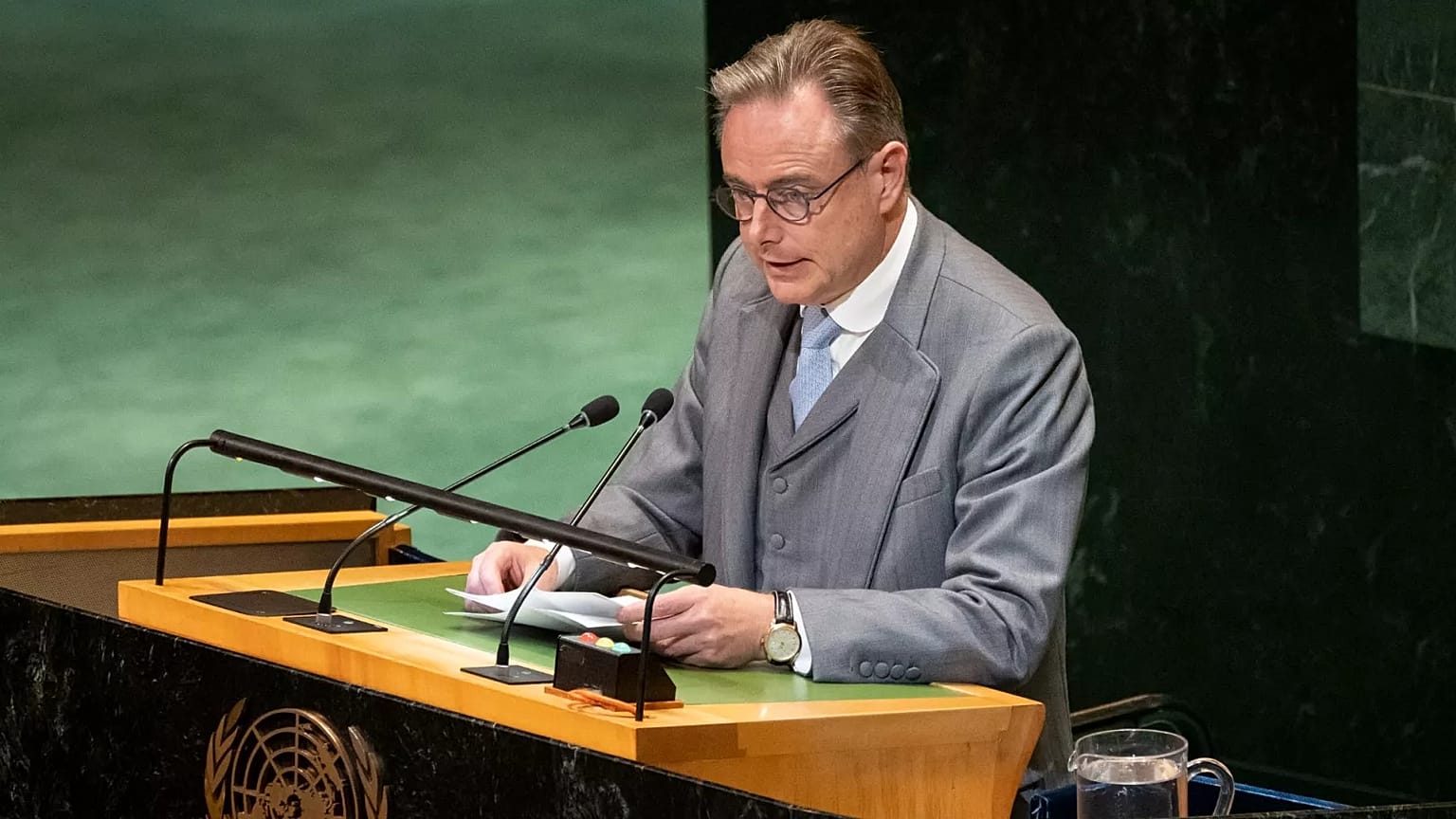 Belgium's Prime Minister Bart De Wever speaks at the United Nations in New York, 22 September, 2025
