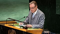 Премьер-министр Бельгии Барт де Вевер выступает в Организации Объединенных Наций в Нью-Йорке, 22 сентября 2025 года.