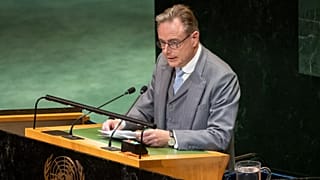 Belgium's Prime Minister Bart De Wever speaks at the United Nations in New York, 22 September, 2025