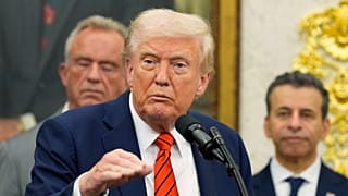 President Donald Trump speaks in the Oval Office of the White House, Friday, Oct. 10, 2025, in Washington.