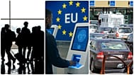 Utasok egy repülőtéren, a Határregisztrációs Rendszer működése, torlódás a magyar-szerb határon