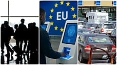 Utasok egy repülőtéren, a Határregisztrációs Rendszer működése, torlódás a magyar-szerb határon