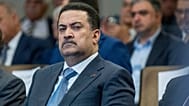  رئيس الوزراء العراقي محمد شياع السوداني يحضر مؤتمر إصلاح القطاع المصرفي العراقي في فندق بابل، بغداد، العراق، الاثنين 7 أبريل/نيسان 2025.