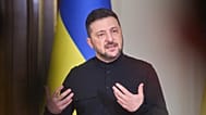 Le président ukrainien Volodymyr Zelenskyy lors de sa conférence de presse à Kiev, Ukraine, vendredi 10 octobre 2025. 