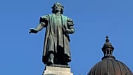 Eine Statue von Christoph Kolumbus in der Innenstadt von Syracuse, New York, am 5. September 2025.