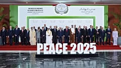 World leaders pose for a photo during a summit to support ending the more than two-year Israel-Hamas war in Gaza in Sharm El Sheikh, 13 October, 2025 
