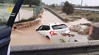 Una captura de pantalla del material de prensa de la Guardia Civil durante las inundaciones en Ibiza, Baleares, del 12 de octubre de 2025