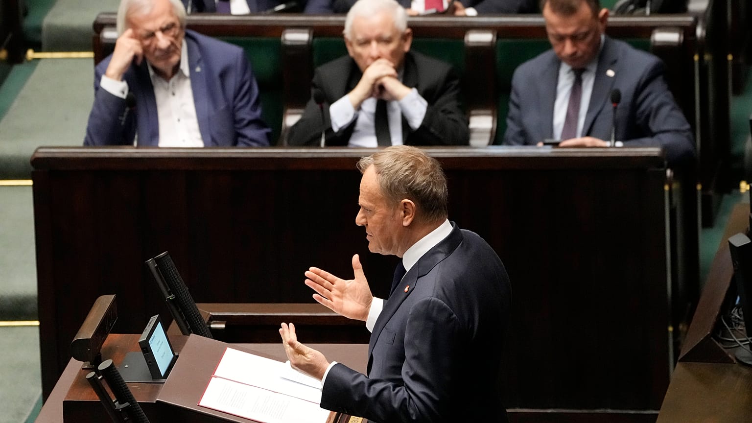 Donald Tusk, el primer ministro polaco, habla ante la Sejm el 7 de marzo de 2025