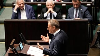 Donald Tusk, el primer ministro polaco, habla ante la Sejm el 7 de marzo de 2025