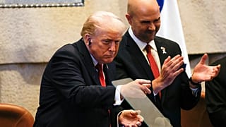 Le président Donald Trump s'adresse à la Knesset, le parlement israélien, le lundi 13 octobre 2025, à Jérusalem.