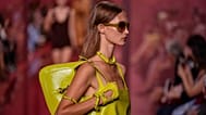 A model wears a creation as part of the Gucci Spring Summer 2025 collection, that was presented in Milan, Italy, Sept. 20, 2024.