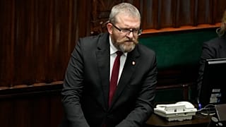 FILE: Far-right Polish politician Grzegorz Braun speaks to the parliament in Warsaw, Poland, on 11 Dec 2023.