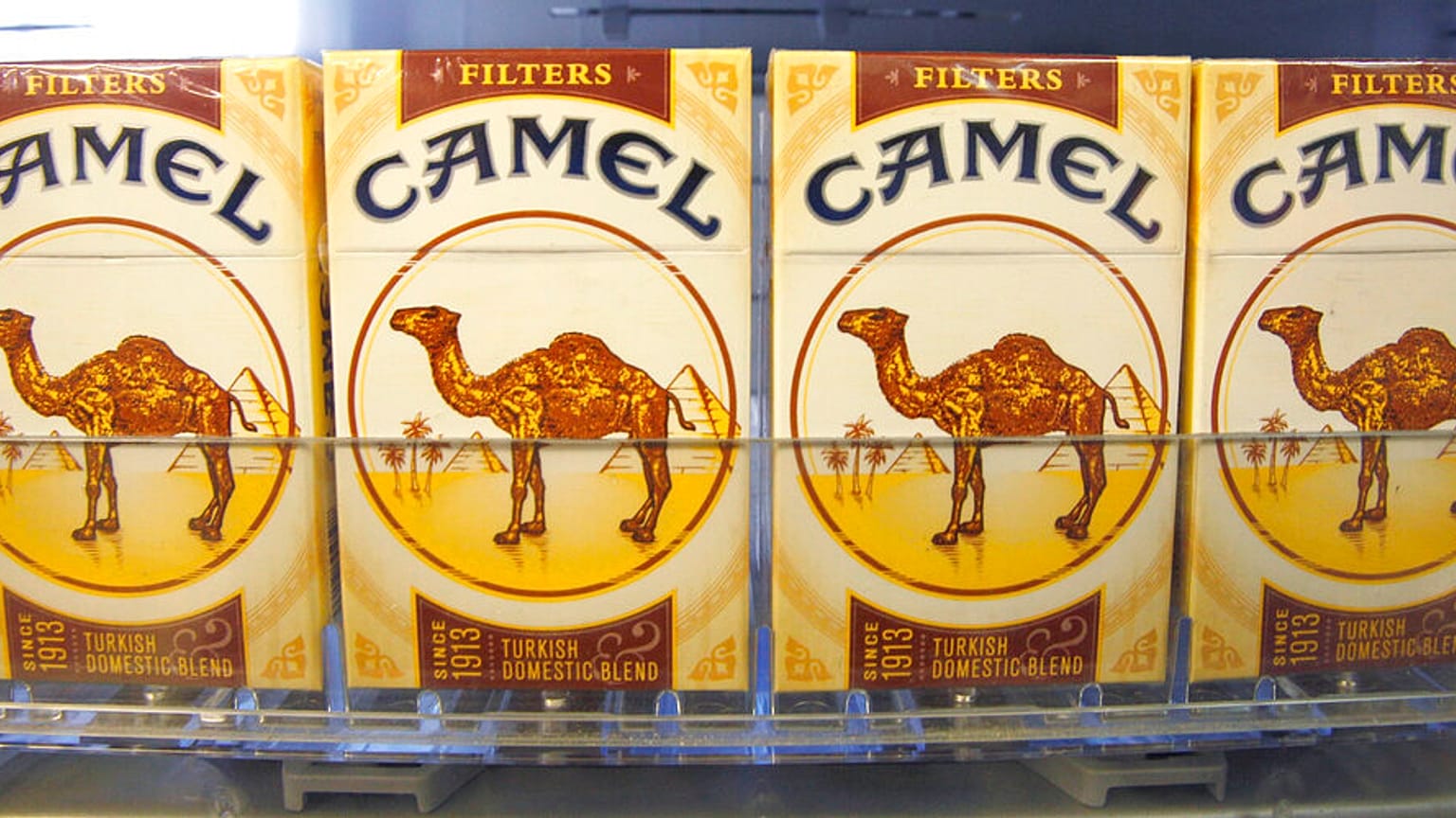 Camel-Filterzigaretten der Marke Reynolds American Inc. sind am 20. April 2011 in einem Tabakwarengeschäft in Cranberry, Pennsylvania, ausgestellt.