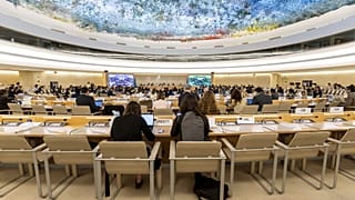 صورة عامة للجمعية خلال اليوم الأخير من الدورة الثامنة والخمسين لمجلس حقوق الإنسان في المقر الأوروبي للأمم المتحدة في جنيف، سويسرا، يوم الجمعة 4 أبريل 2025.