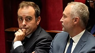 French Prime Minister Sebastien Lecornu, left, during the questions and answers to the government session, Oct. 15, 2025 at the National Assembly in Paris