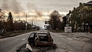 A damaged private car is seen in Kostiantynivka, a frontline town.