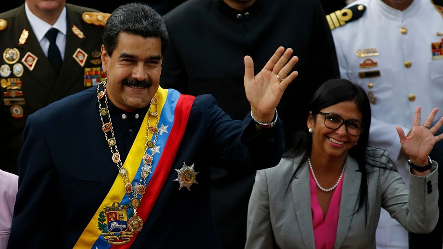 Venezuelas Präsident Nicolás Maduro mit Vizepräsidentin Delcy Rodríguez in Caracas, Venezuela. 10. August 2017