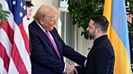 President Donald Trump, left, greets Ukraine's President Volodymyr Zelenskyy at the White House, Friday, Oct. 17, 2025, in Washington