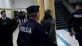 A Ukrainian man who has been identified only as Volodymyr Z leaves the courtroom of a regional court in Warsaw, 17 October, 2025