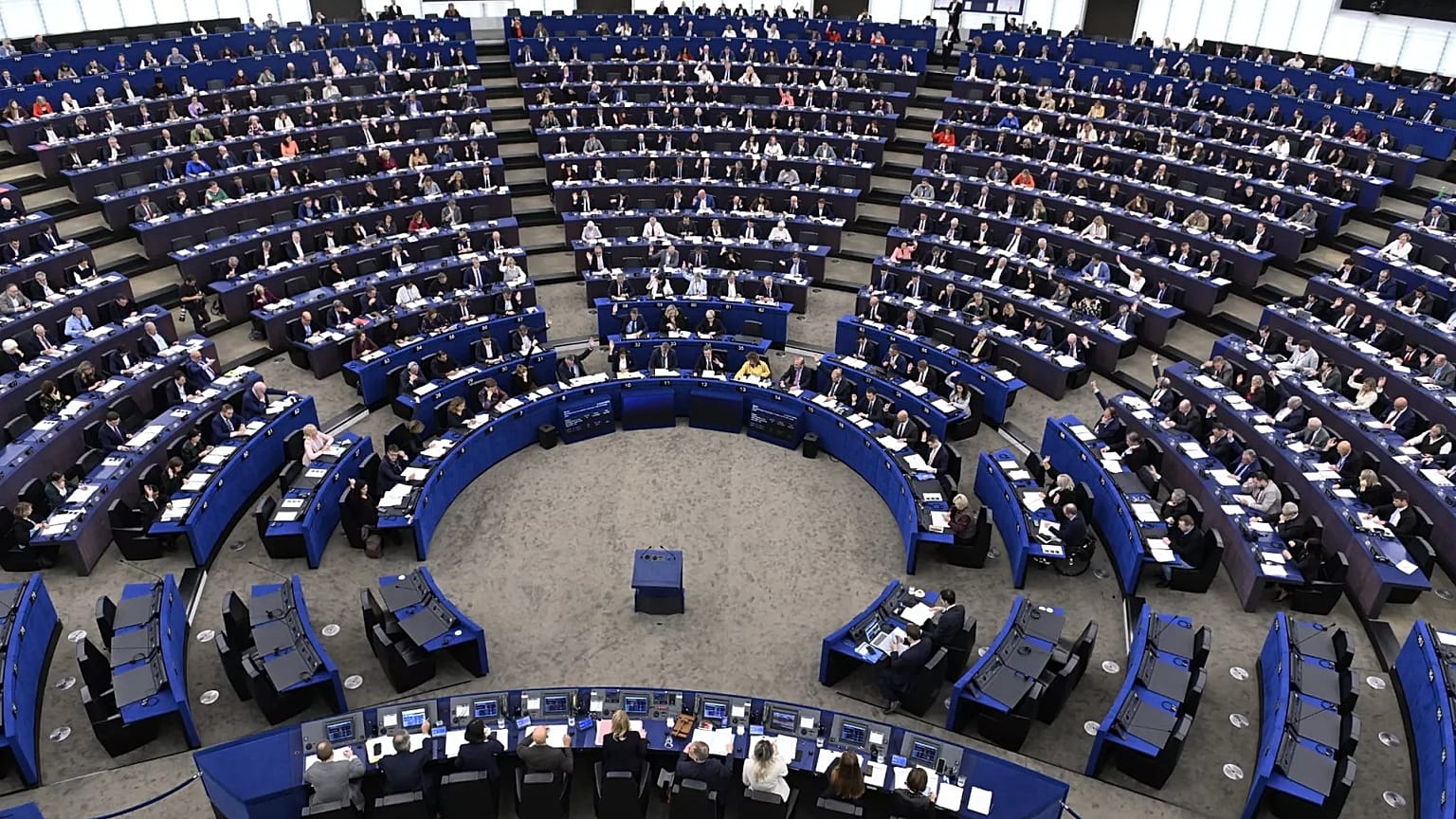 Η αίθουσα του Ευρωπαϊκού Κοινοβουλίου στο Στρασβούργο, 8 Οκτωβρίου 2025 