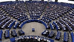 Η αίθουσα του Ευρωπαϊκού Κοινοβουλίου στο Στρασβούργο, 8 Οκτωβρίου 2025 