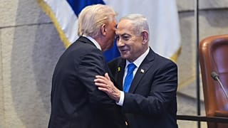 نتانیاهو و ترامپ در کنست، پارلمان اسرائیل
