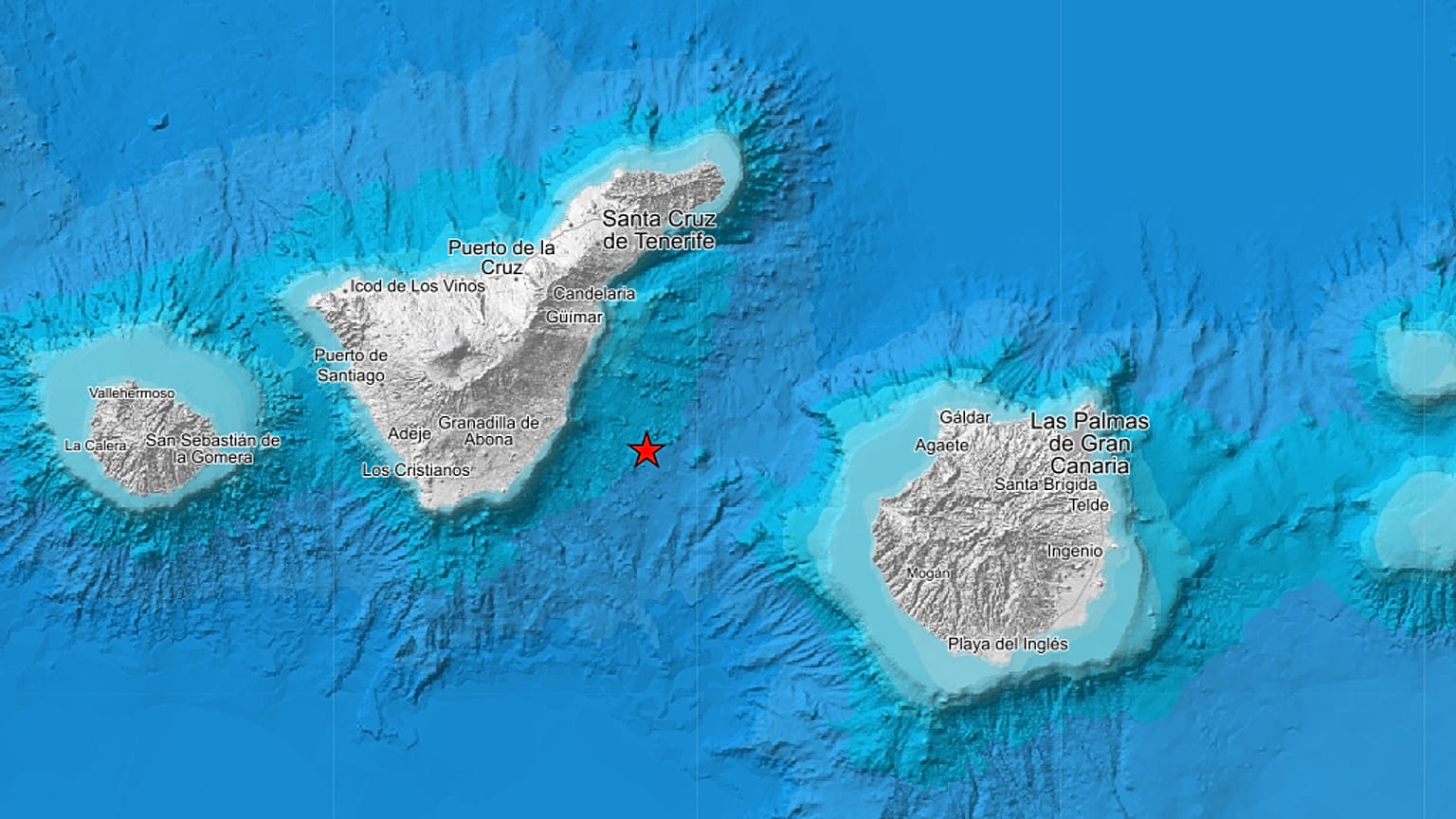 Serie sísmica en la costa entre Tenerife y Gran Canarias, 18 de octubre de 2025