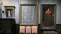 Der leere Rahmen in der Mitte, aus dem die Diebe Rembrandts "Sturm auf dem See Genezareth" herausgeschnitten haben, ist im Isabella Stewart Gardner Museum in Boston ausgestellt (2010).
