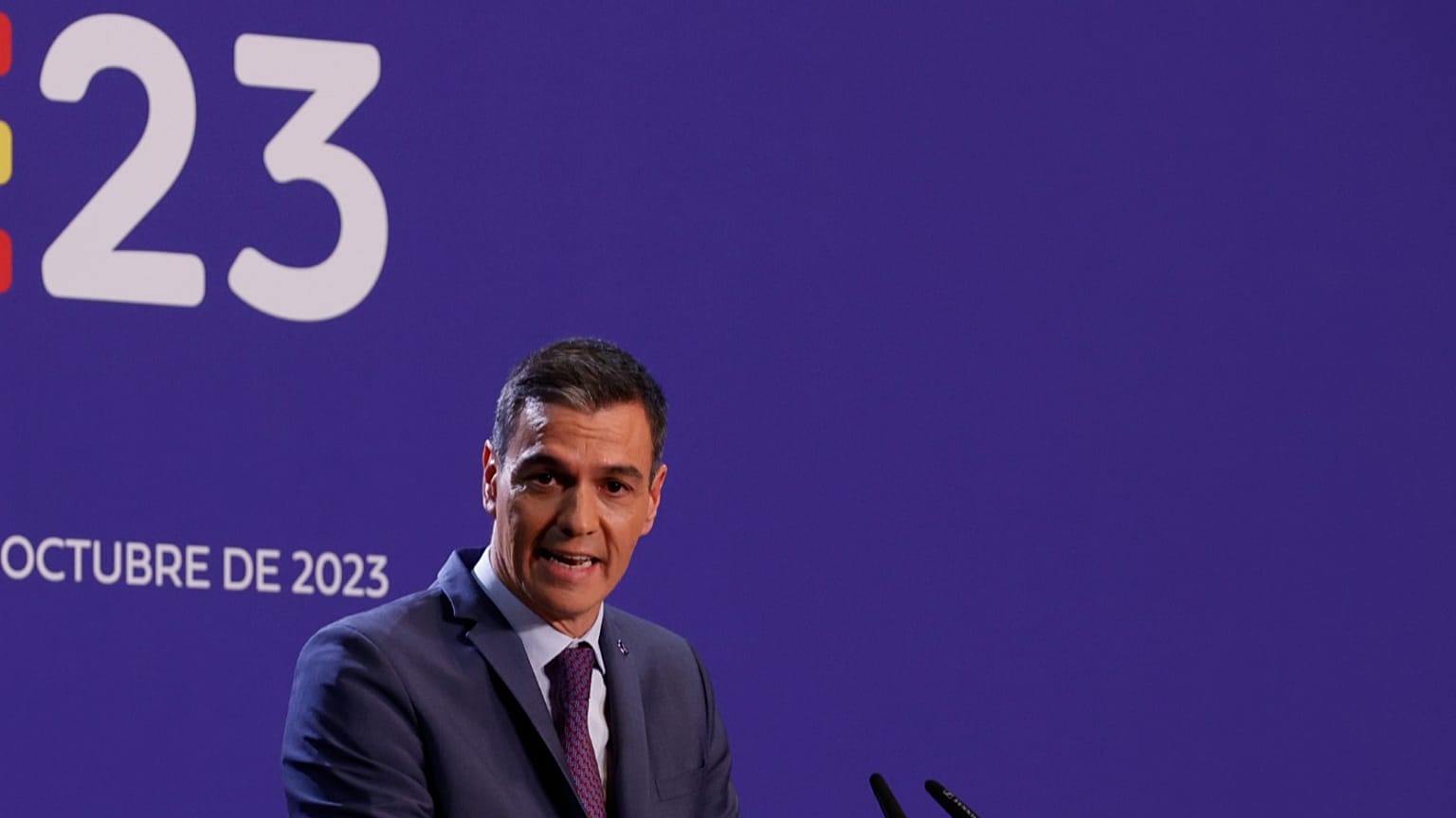 El presidente de España, Pedro Sánchez, durante la Cumbre Europea en Granada, España, el 6 de octubre de 2023.