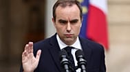 File - A microphone is set up in the courtyard for the statement by French outgoing Prime Minister Sebastien Lecornu at the Hotel Matignon in Paris. 6 Oct. 2025