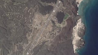 This satellite image from Planet Labs PBC shows an airstrip built on Zuqar Island, 19 October, 2025