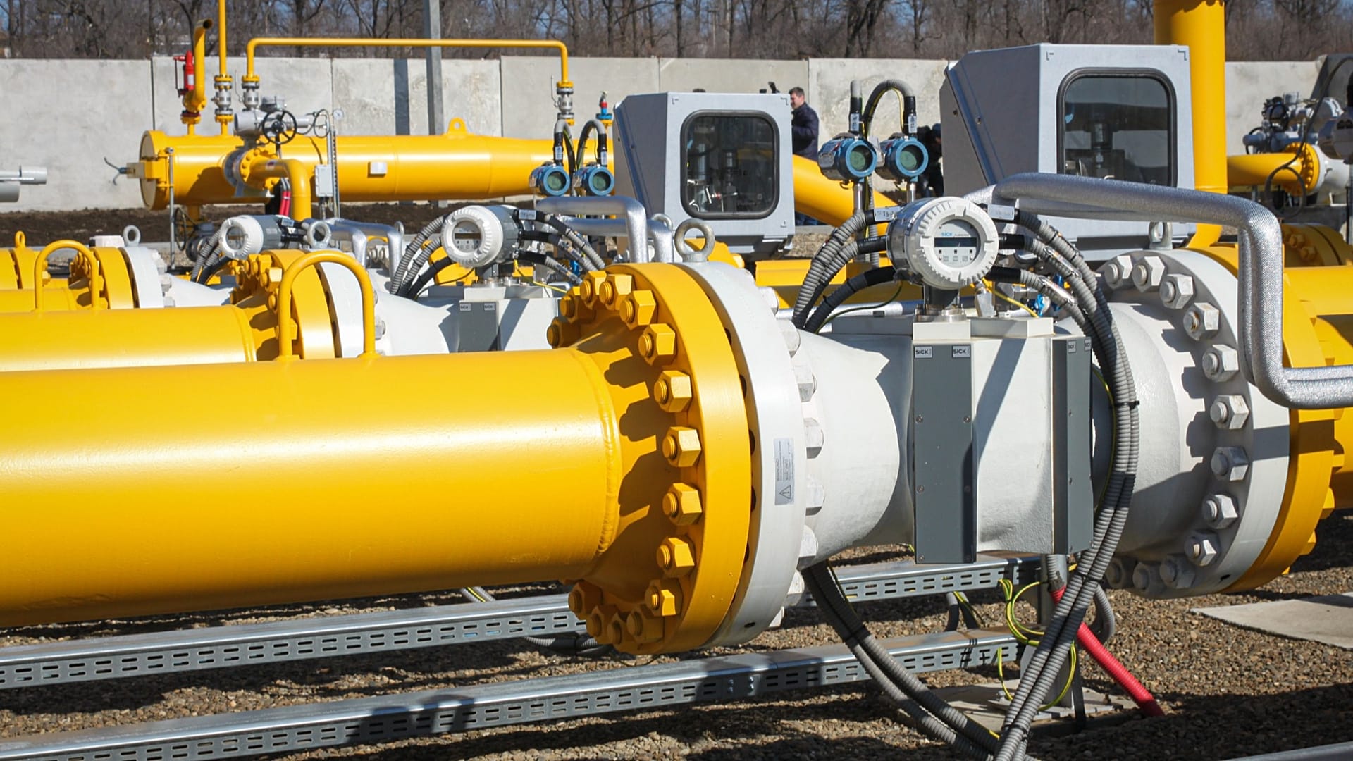 ФАЙЛ: Мужчина идет по трубопроводам национальной газораспределительной сети в окрестностях Унген, Молдова, 4 марта 2015 г.