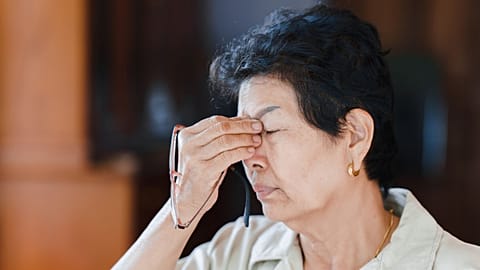 A woman suffers from vision problems.