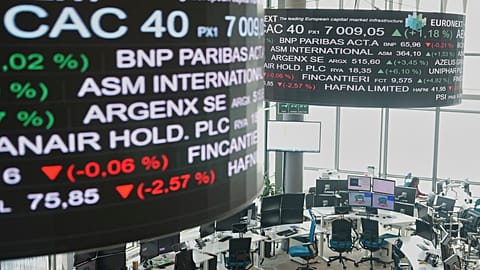 File - View of the market surveillance room of the Euronext France, in the business district of La Defense, outside Paris. 8 April 2025 