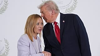 President Donald Trump greets Italy's Prime Minister Giorgia Meloni during a Gaza Summit on Monday 13 October 2025, in Sharm El Sheikh, Egypt.