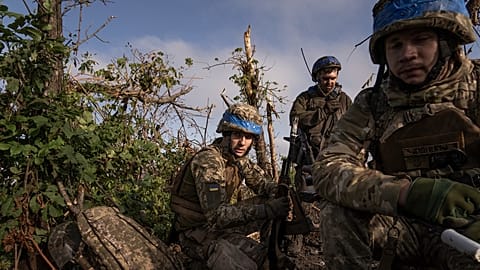 Ukrainian servicemen from the 3rd Assault Brigade at frontline positions near Andriivka, Donetsk region, Ukraine, Saturday, Sept. 16, 2023