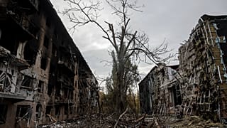 Ukrainian buildings destroyed in a Russian attack. 13/10/2025