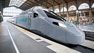 Eurostar Celestia train arriving in Paris. CGI Picture.