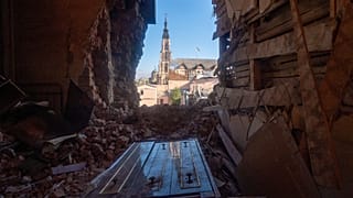 Una veduta di Kharkiv danneggiata da un attacco russo (22 ottobre 2025)